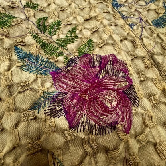 Soft Surroundings Embroidered Jacket Sz. XL Mustard Floral Artsy Lagenlook Boho - Picture 10 of 11